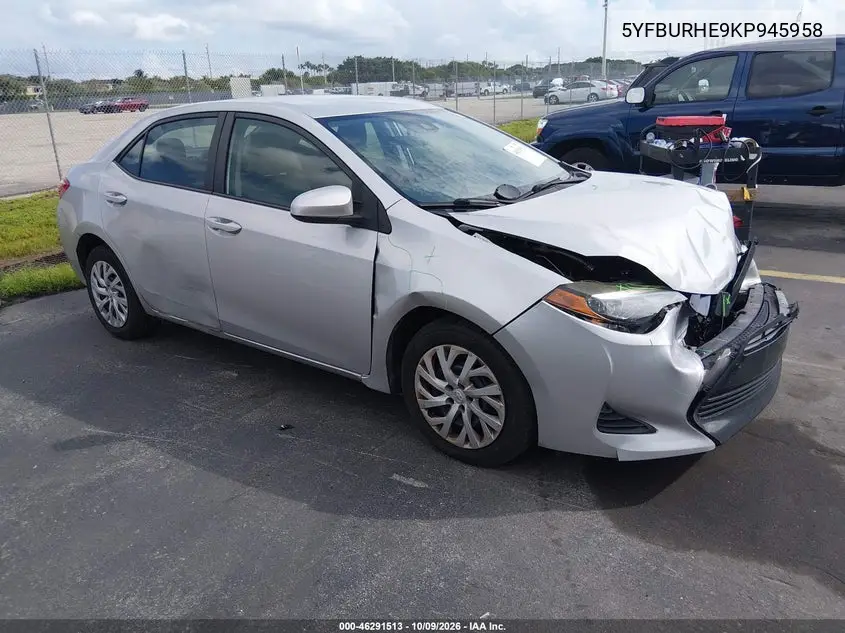 TOYOTA COROLLA 2019, VIN 5YFBURHE9KP945958