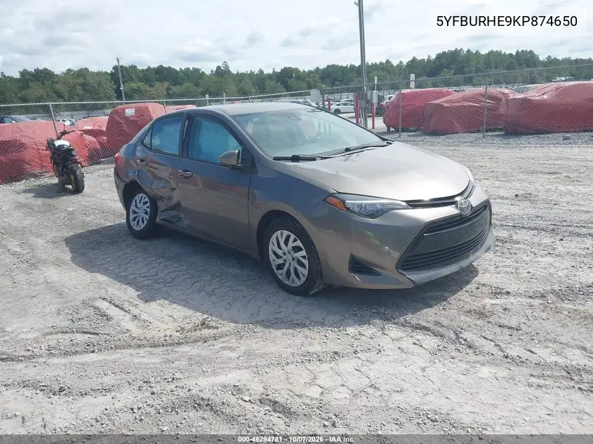 TOYOTA COROLLA 2019, VIN 5YFBURHE9KP874650