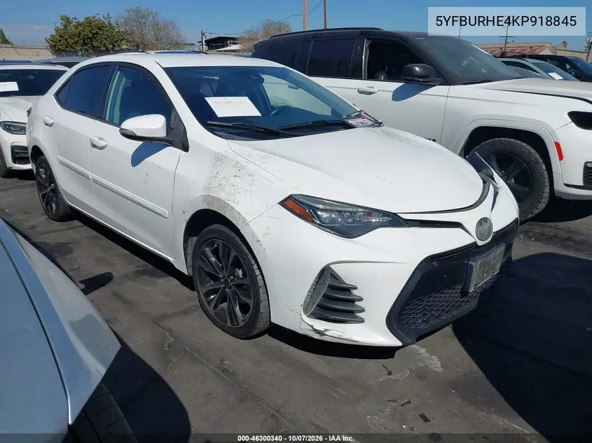 TOYOTA COROLLA 2019, VIN 5YFBURHE4KP918845