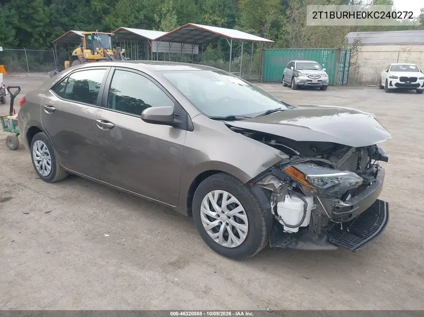 TOYOTA COROLLA 2019, VIN 2T1BURHE0KC240272