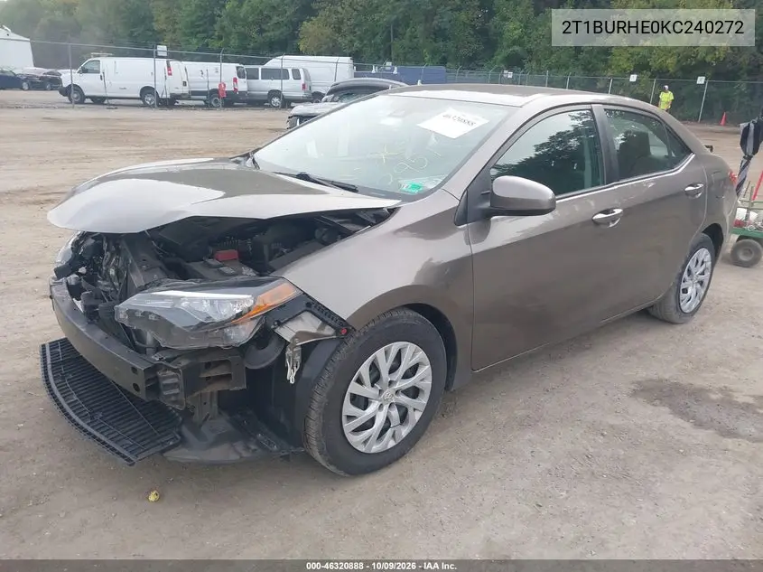 2019 TOYOTA COROLLA VIN 2T1BURHE0KC240272 — фото 2