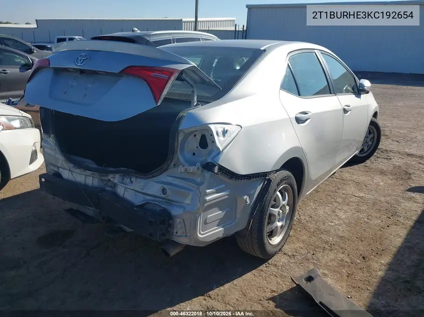 2019 TOYOTA COROLLA VIN 2T1BURHE3KC192654 — фото 4