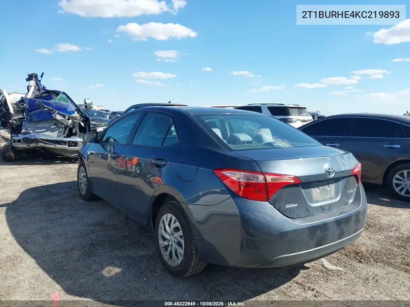 2019 TOYOTA COROLLA VIN 2T1BURHE4KC219893 — фото 3