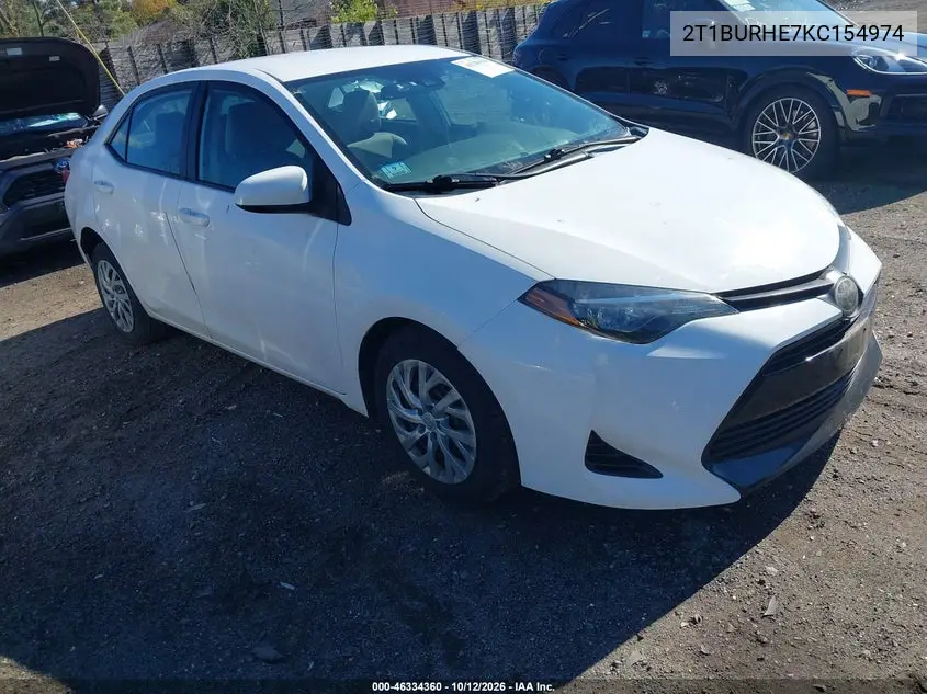 TOYOTA COROLLA 2019, VIN 2T1BURHE7KC154974