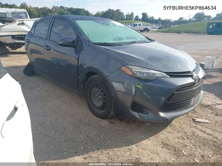 TOYOTA COROLLA 2019, VIN 5YFBURHE5KP864634