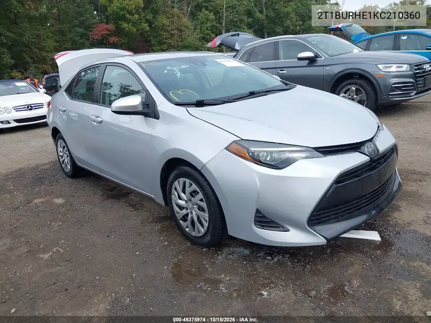 TOYOTA COROLLA 2019, VIN 2T1BURHE1KC210360