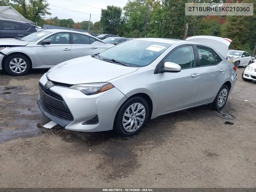 2019 TOYOTA COROLLA VIN 2T1BURHE1KC210360 — фото 2