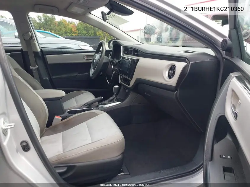 2019 TOYOTA COROLLA VIN 2T1BURHE1KC210360 — фото 5