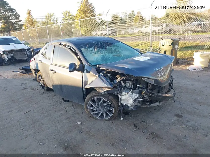 TOYOTA COROLLA 2019, VIN 2T1BURHE5KC242549
