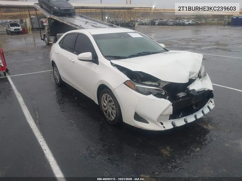 TOYOTA COROLLA 2019, VIN 2T1BURHE3KC239603