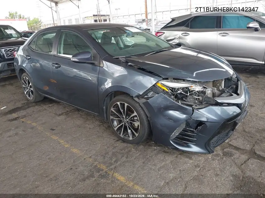 TOYOTA COROLLA 2019, VIN 2T1BURHE8KC142347