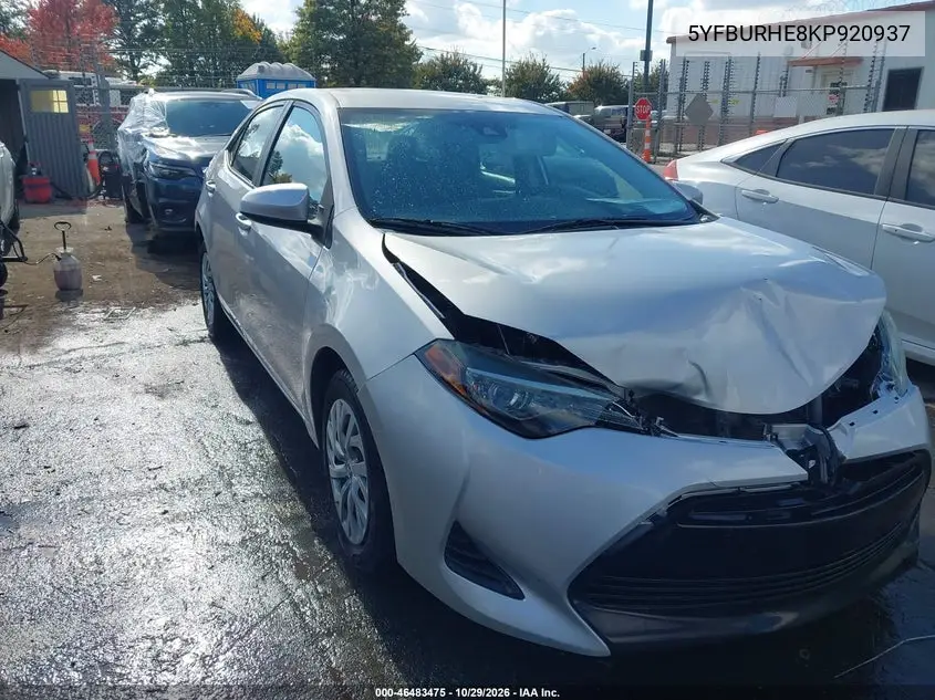 TOYOTA COROLLA 2019, VIN 5YFBURHE8KP920937