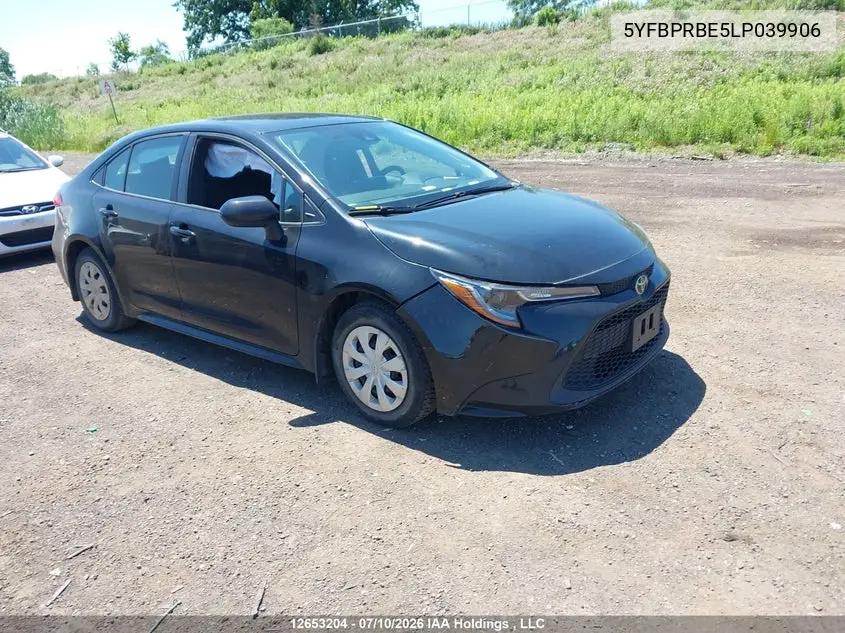 TOYOTA COROLLA 2020, VIN 5YFBPRBE5LP039906