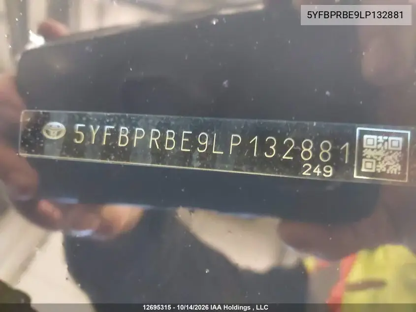 2020 TOYOTA COROLLA VIN 5YFBPRBE9LP132881 — фото 9