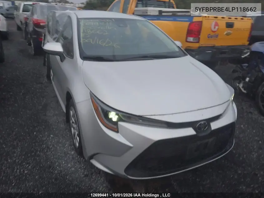 TOYOTA COROLLA 2020, VIN 5YFBPRBE4LP118662