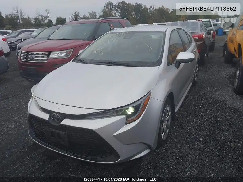 2020 TOYOTA COROLLA VIN 5YFBPRBE4LP118662 — фото 2