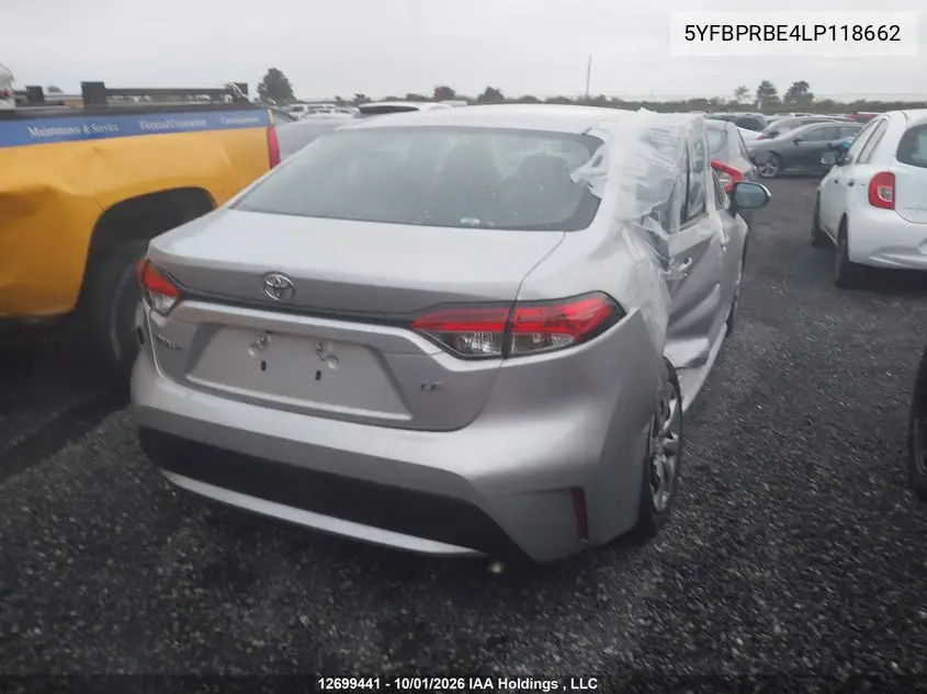 2020 TOYOTA COROLLA VIN 5YFBPRBE4LP118662 — фото 4