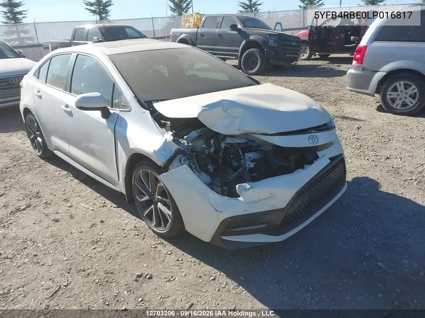 TOYOTA COROLLA 2020, VIN 5YFB4RBE0LP016817