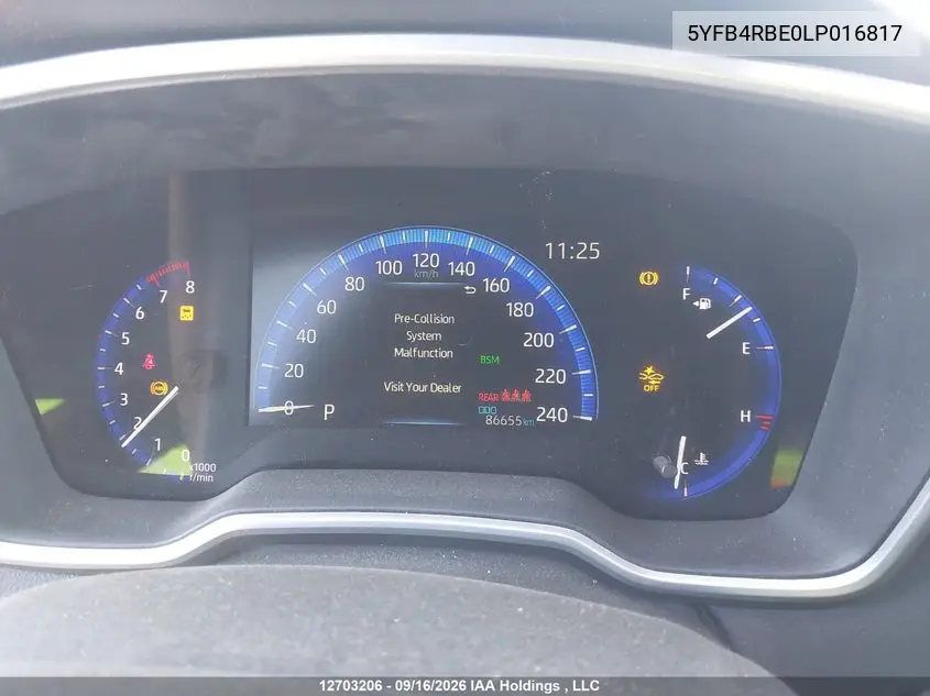 2020 TOYOTA COROLLA VIN 5YFB4RBE0LP016817 — фото 7