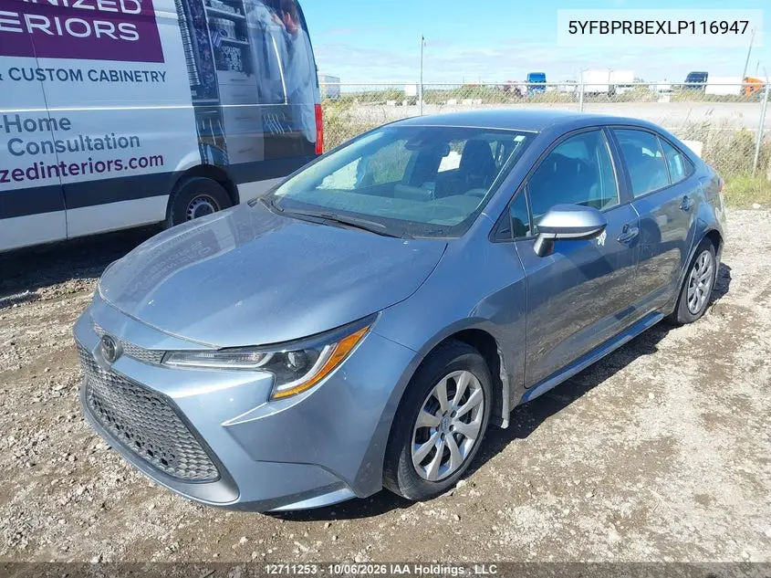 2020 TOYOTA COROLLA VIN 5YFBPRBEXLP116947 — фото 2