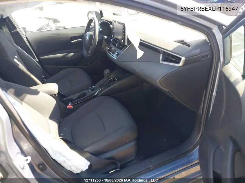 2020 TOYOTA COROLLA VIN 5YFBPRBEXLP116947 — фото 5