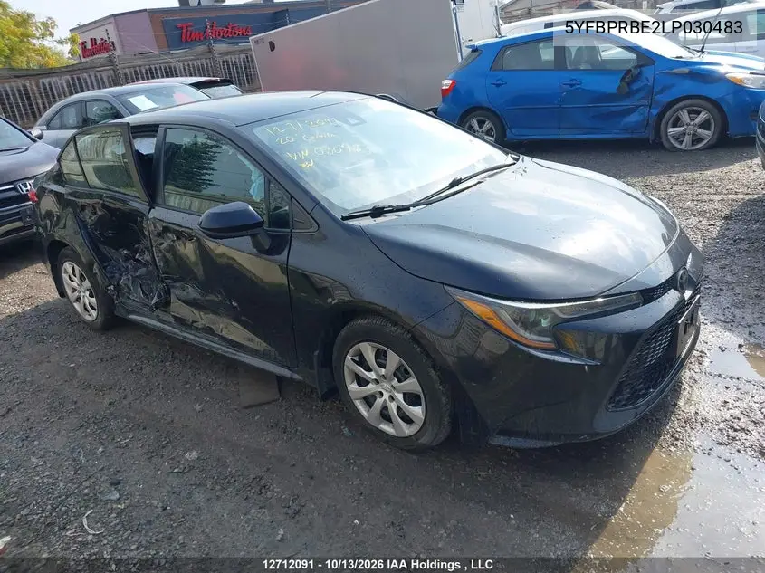 TOYOTA COROLLA 2020, VIN 5YFBPRBE2LP030483