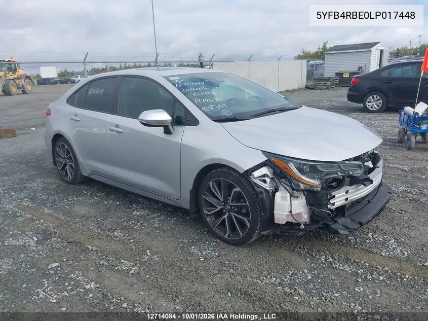 TOYOTA COROLLA 2020, VIN 5YFB4RBE0LP017448