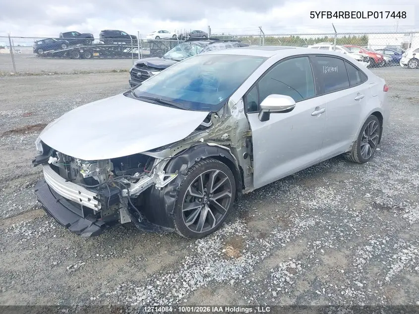 2020 TOYOTA COROLLA VIN 5YFB4RBE0LP017448 — фото 2