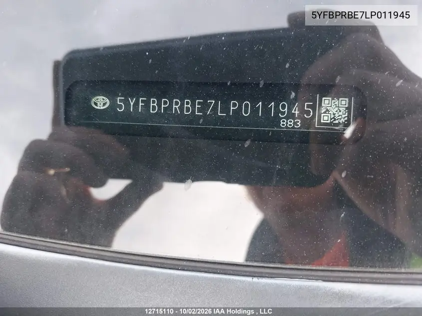 2020 TOYOTA COROLLA VIN 5YFBPRBE7LP011945 — фото 17