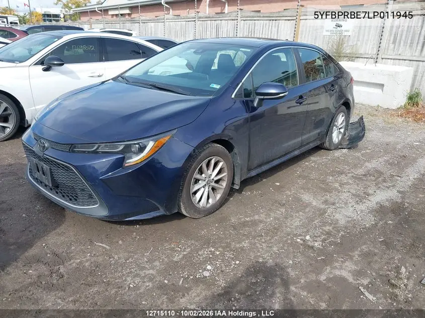 2020 TOYOTA COROLLA VIN 5YFBPRBE7LP011945 — фото 2