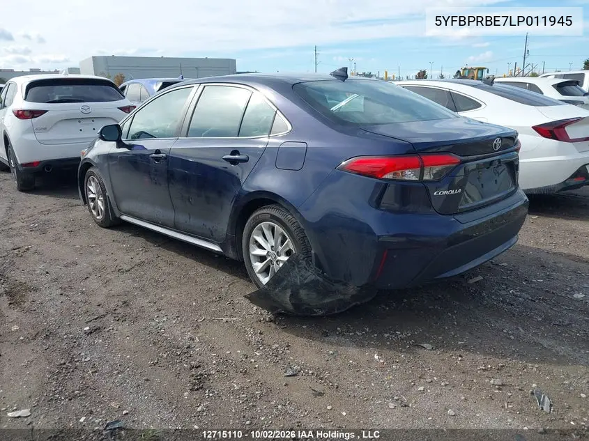 2020 TOYOTA COROLLA VIN 5YFBPRBE7LP011945 — фото 3