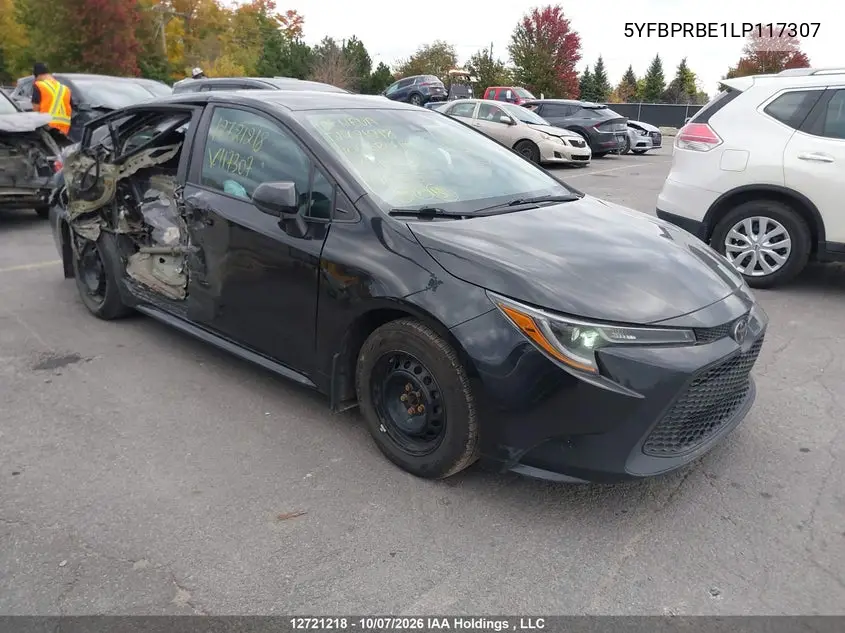 TOYOTA COROLLA 2020, VIN 5YFBPRBE1LP117307