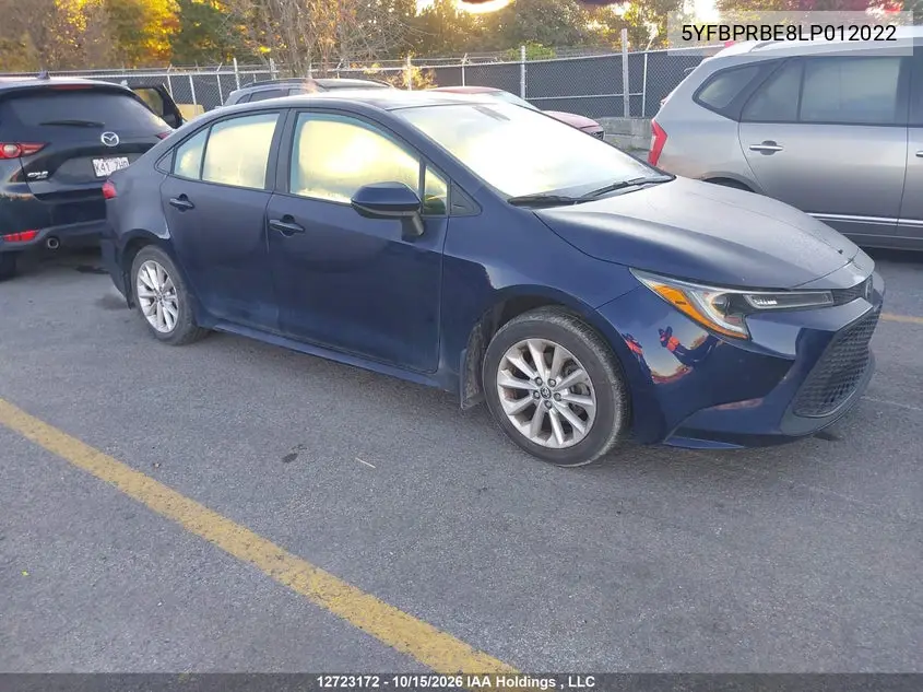 TOYOTA COROLLA 2020, VIN 5YFBPRBE8LP012022