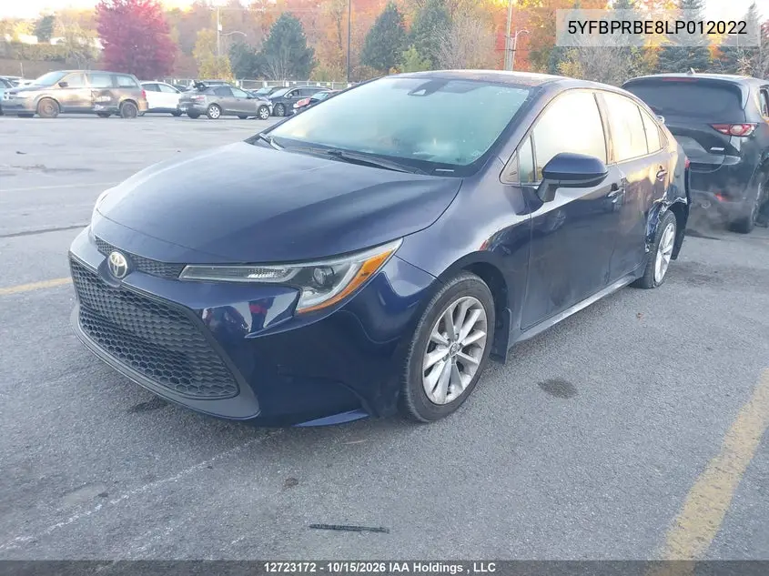 2020 TOYOTA COROLLA VIN 5YFBPRBE8LP012022 — фото 2