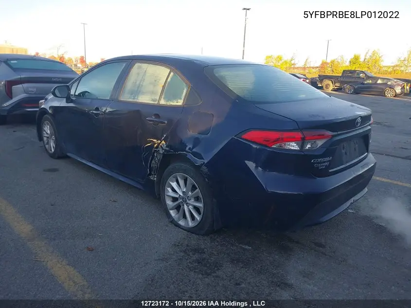 2020 TOYOTA COROLLA VIN 5YFBPRBE8LP012022 — фото 3