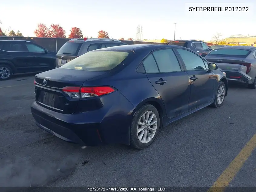 2020 TOYOTA COROLLA VIN 5YFBPRBE8LP012022 — фото 4