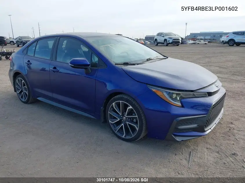 TOYOTA COROLLA 2020, VIN 5YFB4RBE3LP001602