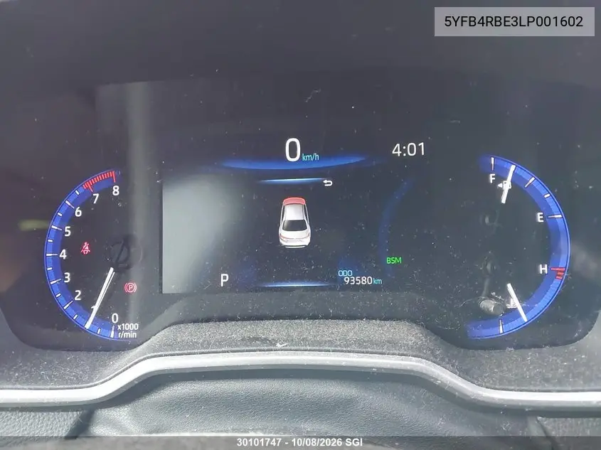 2020 TOYOTA COROLLA VIN 5YFB4RBE3LP001602 — фото 7