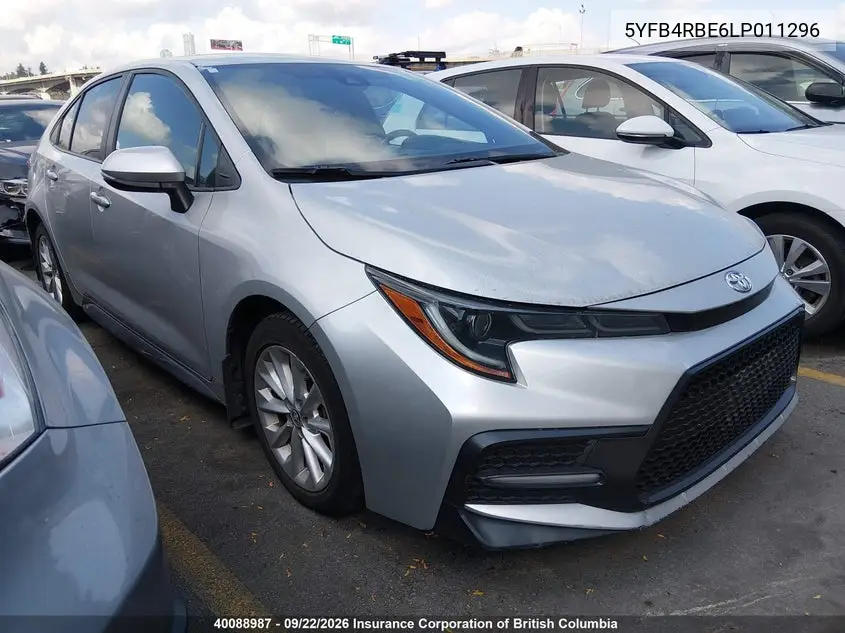 TOYOTA COROLLA 2020, VIN 5YFB4RBE6LP011296
