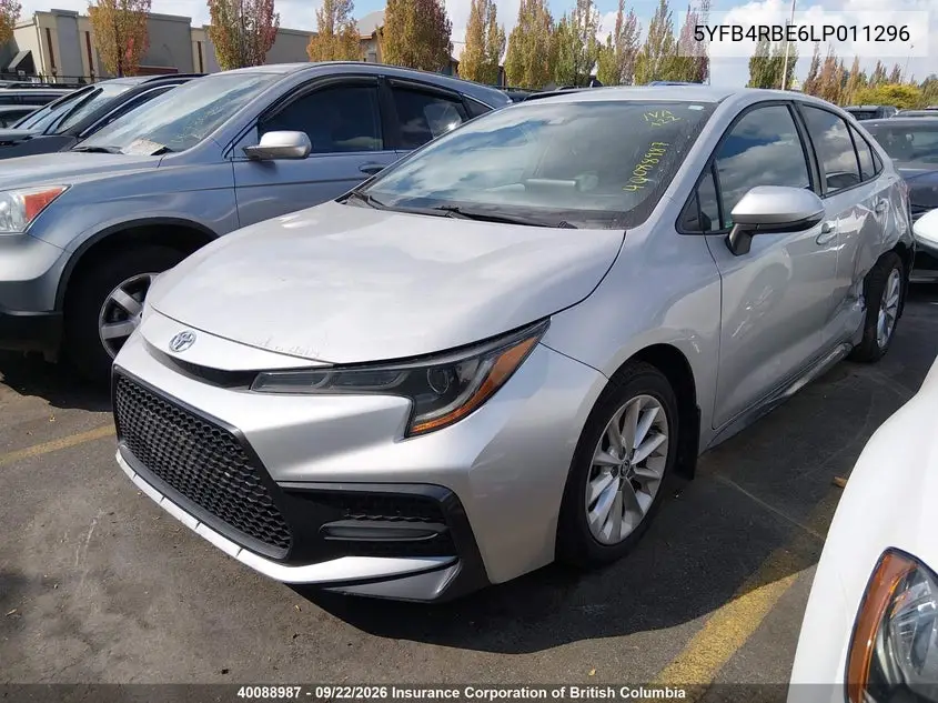 2020 TOYOTA COROLLA VIN 5YFB4RBE6LP011296 — фото 2