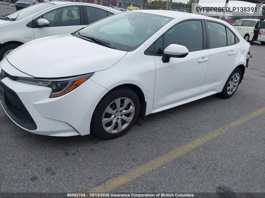 2020 TOYOTA COROLLA VIN 5YFBPRBE0LP138391 — фото 2