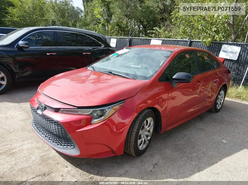 2020 TOYOTA COROLLA VIN 5YFEPRAE7LP071559 — фото 2