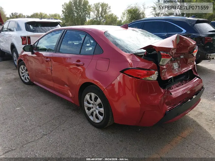 2020 TOYOTA COROLLA VIN 5YFEPRAE7LP071559 — фото 3