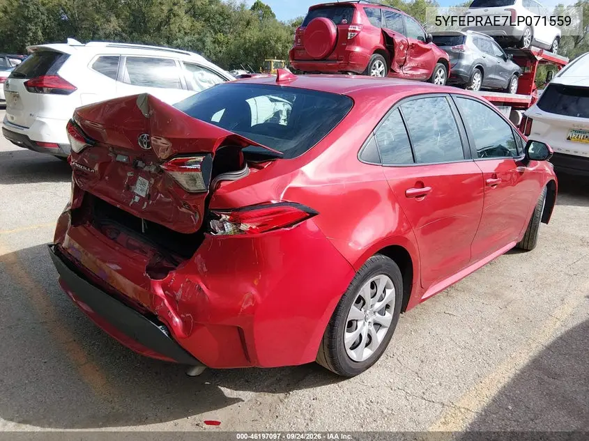 2020 TOYOTA COROLLA VIN 5YFEPRAE7LP071559 — фото 4