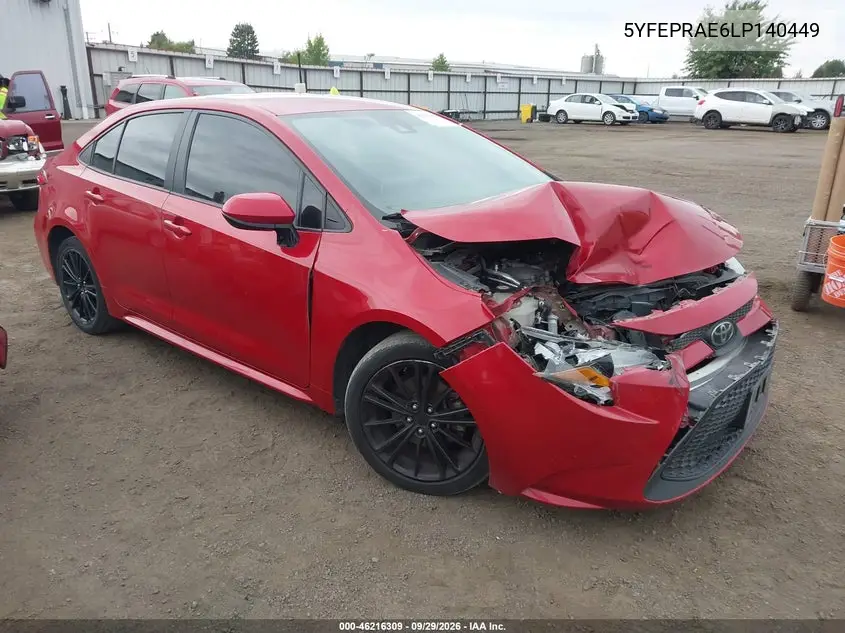 TOYOTA COROLLA 2020, VIN 5YFEPRAE6LP140449