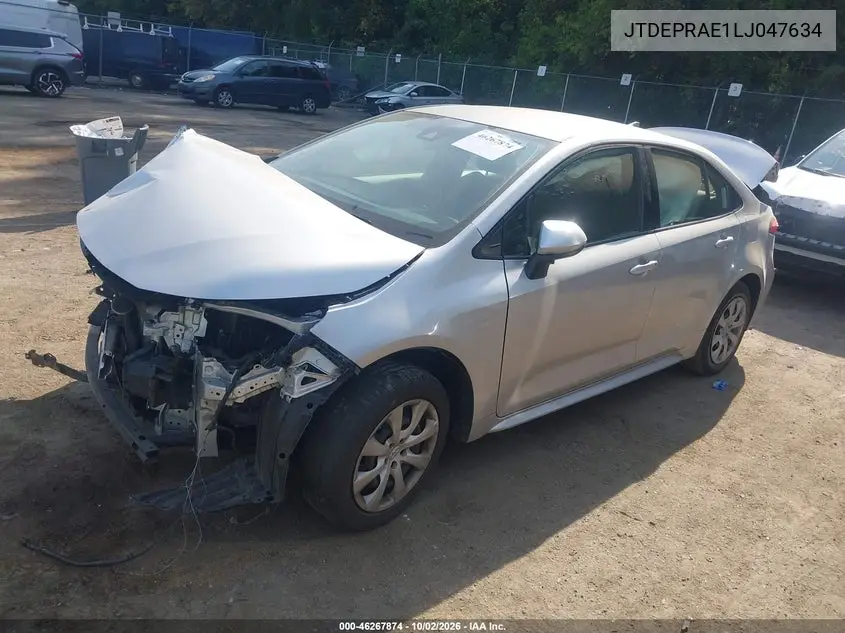 2020 TOYOTA COROLLA VIN JTDEPRAE1LJ047634 — фото 2