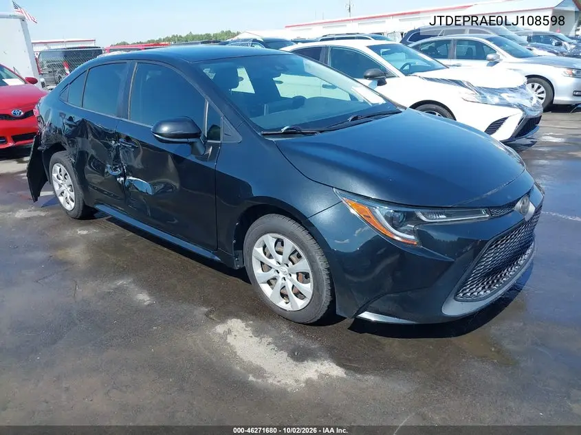 TOYOTA COROLLA 2020, VIN JTDEPRAE0LJ108598