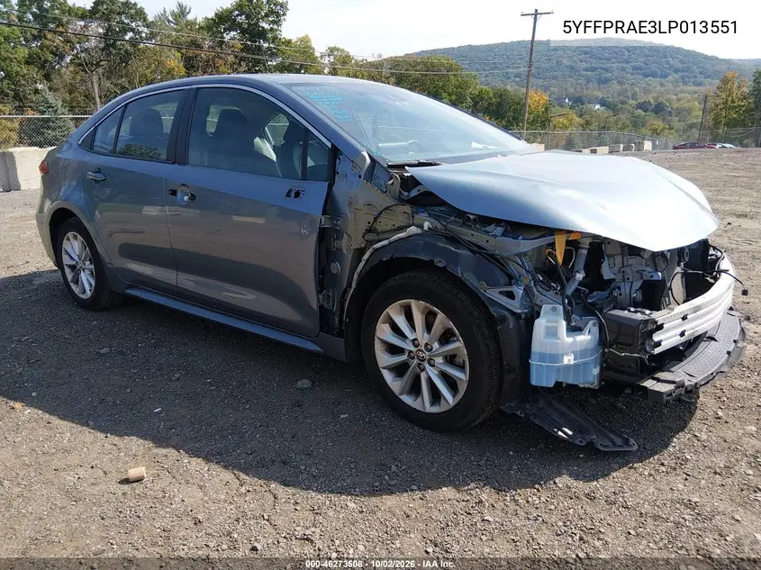 TOYOTA COROLLA 2020, VIN 5YFFPRAE3LP013551