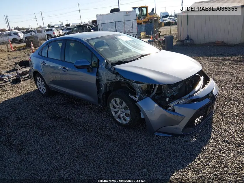 TOYOTA COROLLA 2020, VIN JTDEPRAE3LJ035355