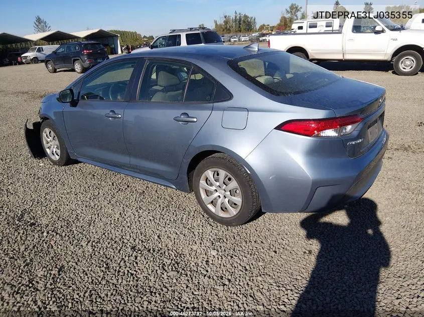 2020 TOYOTA COROLLA VIN JTDEPRAE3LJ035355 — фото 3